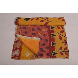 Boho Kantha <b>Quilt</b> Vintage Indian Floral Printed Handmade Cotton <b>Throw</b> Eco Friendly Reversible Bedspread All-Season Washable - Product Image 4