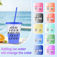 Gobelets personnalisés réutilisables de 16 oz qui changent de couleur, logo personnalisé, nouveau gobelet en plastique pour l'été, pour les fêtes