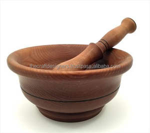 Mortero y Maja de Madera Maciza que Garantizan un Molido Estable para las Necesidades Culinarias Diarias con Textura Natural - Product Image 3