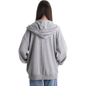เสื้อฮู้ดโอเวอร์ไซส์สำหรับผู้หญิง สีเทาเฮเธอร์ ผ้าโพลีคอตตอนเสริมความทนทาน สวมใส่สบาย เหมาะสำหรับส่งออก - Product Image 2