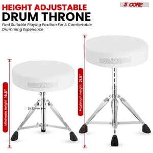 5 Core Drum Throne 3" Thick <b>Padded</b> Memory Foam Comfortable Drummer <b>Stool</b> 200Lb Capacity Adjustable - Product Image 3