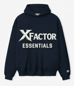 Sudadera con Capucha Azul Marino para Hombre XFactor Essentials, Corte Regular, Algodón French Terry, Ropa Casual de Otoño - Product Image 3