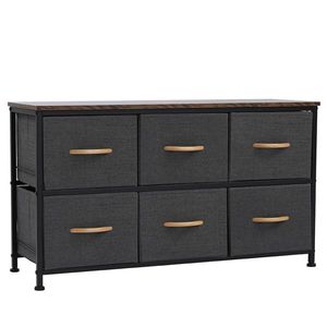 Comò a 3 livelli con 6 cassetti in tessuto a facile apertura, struttura in metallo allungabile e piano in MDF, unità di archiviazione per camerette e armadi - Product Image 4