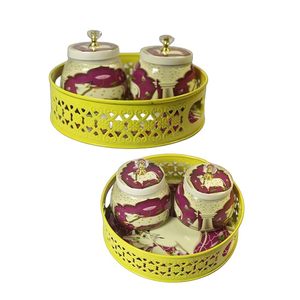 SALEEM INTERNATIONAL Bandeja Pichwai de Metal Contemporáneo con Diseño de Elefante en Plata Alemana, Origen Indio, Decorativa para Fiestas, Set de Regalo para Pooja - Product Image 1