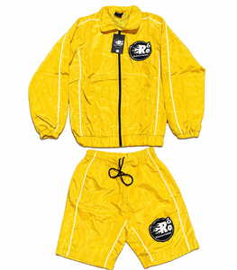 Custom Plus Size Hooded Nylon Windbreaker <b>Jacket</b> and Shorts Set Winter Two Piece Water Resistant Tracksuit - Product Image 6