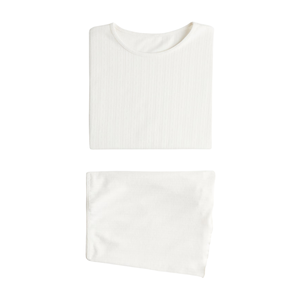 Pijamas de Mujer con Tejido Pointelle, Conjunto de Dormir de Manga Larga, Diseño Casual para Todas las Temporadas, Secado Rápido, Transpirable, Poliéster/Algodón - Product Image 6