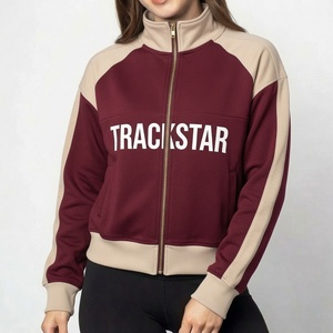 <b>Women's</b> <b>Navy</b> for Color Block TRACKSTAR <b>Zip</b>-<b>Up</b> Hooded Fleece Pullover Streetwear Sweatshirt Winter Wholesale - Product Image 4