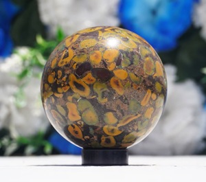 Custom Carved Natural Yellow Fruit Jasper <b>Sphere</b> Healing Gemstone Fossil Coral Azubilite <b>Crystal</b> Ball Metaphysical Dynamic - Product Image 5