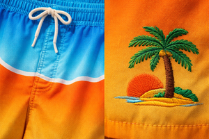 Custom <b>Men</b>’s Beach Shorts Quick Dry Swim <b>Trunks</b> with Embroidered Logo – Gradient Summer Board Shorts OEM Wholesale - Product Image 2