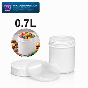 0.7L Food Grade Plastic Candy Pail with Screw Cap Lid, Wide Mouth Container for Candy Chocolate and Confectionery Packaging - Product Image 1