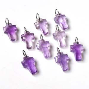 Pendentif Croix Sainte en Améthyste Rose AAA, Charme en Argent 925 Sculpté à la Main, pour Fabrication de Bijoux, Vente en Gros - Product Image 3