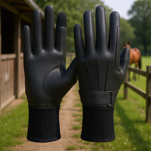 Custom Winter Waterproof Unisex <b>Equestrian</b> Horse Riding Gloves Digital Faux Synthetic Leather Long Elastic Cuff Hook Loop - Product Image 3