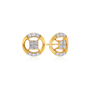 Boucles d'oreilles en or jaune 18 carats, cercle ouvert, diamants ronds et diamants de laboratoire ronds, bijoux élégants pour femmes - Product Image 2