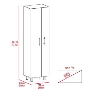 Halifax bianco 2 porte rettangolo armadio dispensa sopra porta rack - Product Image 6