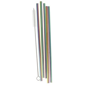 Ensemble de pailles à boire réutilisables en acier inoxydable de qualité supérieure avec brosse de nettoyage et pochette de rangement - Product Image 2