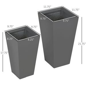 Set di 2 Vasi da Esterno in Ceramica Smaltata Grigia per Grandi Piante da Giardino - Product Image 3