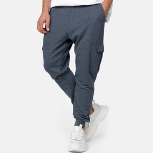 Men's Dark Gray Cargo Sweatpants Elastic Waist Drawstring Multiple Pockets Casual Joggers Midweight Cotton Autumn Wear - Product Image 3