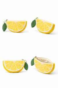 Porte-monnaie artisanal perlé pour femme, motif citron et perles, mini pochette zippée, design fruit mignon, portefeuille, porte-clés, pochette de soirée, anneau de mode - Product Image 4