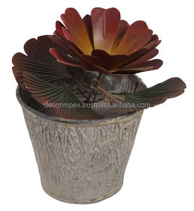 Pot de fleurs décoratif en tôle de fer multicolore de couleur naturelle plantes noël vente en gros intérieur noël fait à la main - Product Image 5
