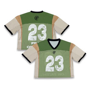 Último Diseño de Camisetas de Fútbol Americano, Sublimación Personalizada, Pantalones Cortos de Malla, Corte Cuadrado, Hombros Caídos, Jersey Deportivo - Product Image 3