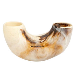 Vase de décoration moderne pour la maison, vase à fleurs double tube en résine de haute qualité, couleur blanche, pour table, pots à fleurs en résine - Product Image 1