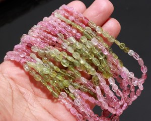 Natural Afghani Multi Tourmaline Smooth Oval Beads Gemstone Strand Jewelry Making Wholesale Bulk - Product Image 1