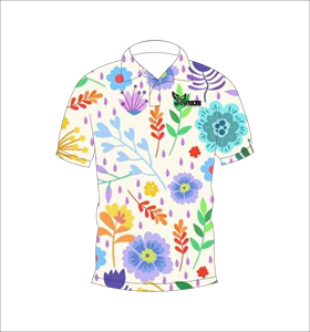 เสื้อโปโลลายดอกไม้สีสันสดใส ระบายอากาศได้ดี น้ำหนักเบา เหมาะสำหรับทีมกอล์ฟ แขนสั้น พิมพ์ลายแบบซับลิเมชั่น ลายพฤกษศาสตร์ - Product Image 2