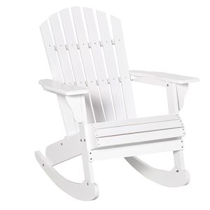 Sedia a dondolo pieghevole da giardino per esterni, stile Adirondack, con schienale a doghe bianche per spazi esterni - Product Image 1