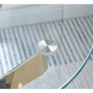 Tavolino da Caffè Moderno Rotondo in Vetro Temperato con Eleganti Gambe Cromate - Product Image 5