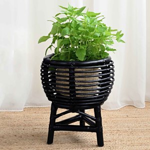 Soporte decorativo para plantas de madera, accesorio para jardín o patio, macetero de ratán ecológico. - Product Image 1