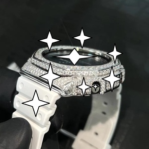 Montre pour homme en moissanite avec affichage analogique-numérique et bracelet en silicone blanc - Product Image 4