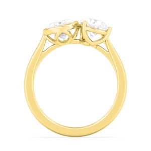 Bague de fiançailles exquise en or rose 10 carats avec diamants de laboratoire de 2,53 carats au total, formes poire et ovale - Product Image 6