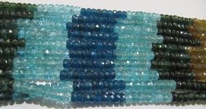 Cuentas facetadas de apatita natural multicolor en forma de rondelle de 4-6 mm, hebra de 14 pulgadas de largo - Product Image 2