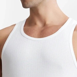 Wholesale <b>Men's</b> <b>White</b> Cotton Tank Top O-Neck Knitted Breathable Casual Solid Color Sleeveless <b>Vest</b> Premium Quality - Product Image 2
