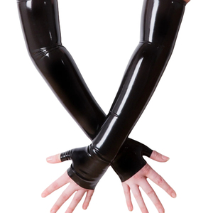 Black PU Opera-Length <b>Gloves</b> Plain Style Unlined for Party Wear PUNK STYLE - Product Image 5