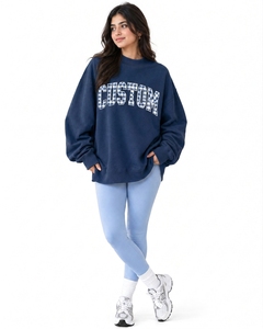 Sudadera Oversize Personalizada para Mujer con Cuello Alto Simulado, Mezcla de Algodón, Ajuste Relajado, Hombros Caídos, Estilo Casual - Fabricante - Product Image 1