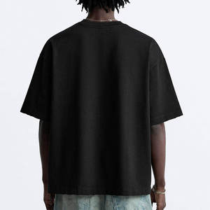T-shirt surdimensionné noir personnalisé pour homme avec impression sérigraphiée, manches courtes, col rond, style streetwear, 100 % coton. - Product Image 2
