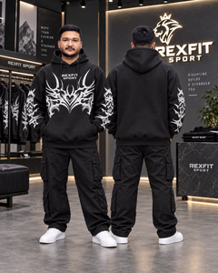<b>Mens</b> Black Waffle Pullover Hoodie Abstract Chest Sleeve Graphic Oversized Streetwear Sweatshirt Custom OEM Wholesale Apparel <b>Top</b> - Product Image 2