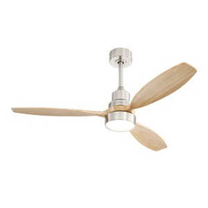 52-Inch Integrated LED <b>Ceiling</b> <b>Fan</b> <b>with</b> Light and <b>Remote</b> Control Solid Wood Blades for Living Room Use - Product Image 1