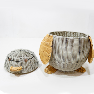 Woven Duck Shape Storage <b>Basket</b> With Lid Minimalist Design Animal Shape Decorative Container - Product Image 3