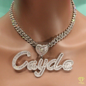 " DoDon " <b>Letter</b> Pendant With Cuban Link Chain Moissanite Diamond Hip Hop Necklace Luxury Jewelry - Product Image 5