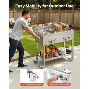 Friteuse Commerciale d'Extérieur avec 2 Brûleurs au Propane (11 600 BTU chacun) et Plaques Chauffantes de 1/3 de Taille pour Friture Profonde et Utilisation Polyvalente - Product Image 5