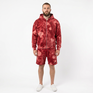 Custom <b>Men's</b> Pullover <b>Hoodie</b> <b>And</b> <b>Shorts</b> <b>Set</b> Brushed Fleece Two Piece Casual Outfit With Applique Branding Elastic Waist - Product Image 2