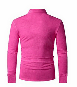 Polo de Manga Larga para Hombre, Color Sólido, Mezcla de Algodón de Primera Calidad, Tejido Transpirable, Ropa Casual, Logotipo Bordado en la Parte Delantera - Product Image 2