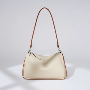 Bolso de Hombro de Cuero Suave Texturizado para Mujer, Bolso de Axila en Forma de Media Luna, Bolso Pequeño Estilo Hobo, Bolso de Mano Moderno en Tonos Pastel, Bolso Minimalista con Cremallera - Product Image 4