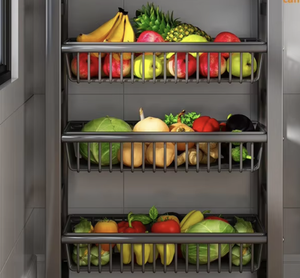 Black Heavy Duty Foldable Mobile Storage Shelf with Wheels Four-Tier Carbon Steel Kitchen Organizer - Product Image 3