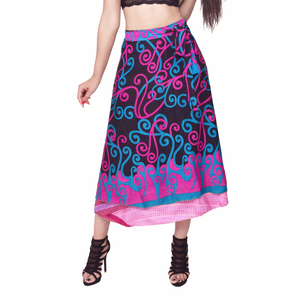 Jupes longues en soie de sari rose à double couche pour la plage - Product Image 2