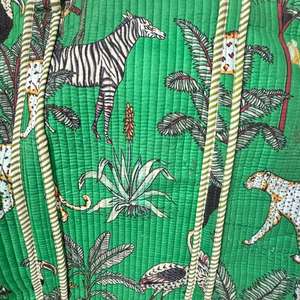 Sac fourre-tout en coton indien imprimé à la main, couleur unie, pour femme, avec fermeture éclair et chaînes, portable, été, automne, plage - Product Image 4