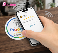 Mini-étiquette NFC RFID en PVC découpée, carte Google Review, bande magnétique EM4305, autocollant adhésif pour avis clients, idéal pour l'hôtellerie