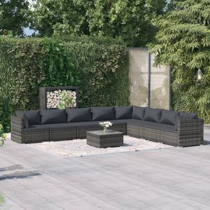 Grand ensemble de salon de jardin modulaire en rotin PE gris, mobilier d'extérieur modulaire haut de gamme - Product Image 1